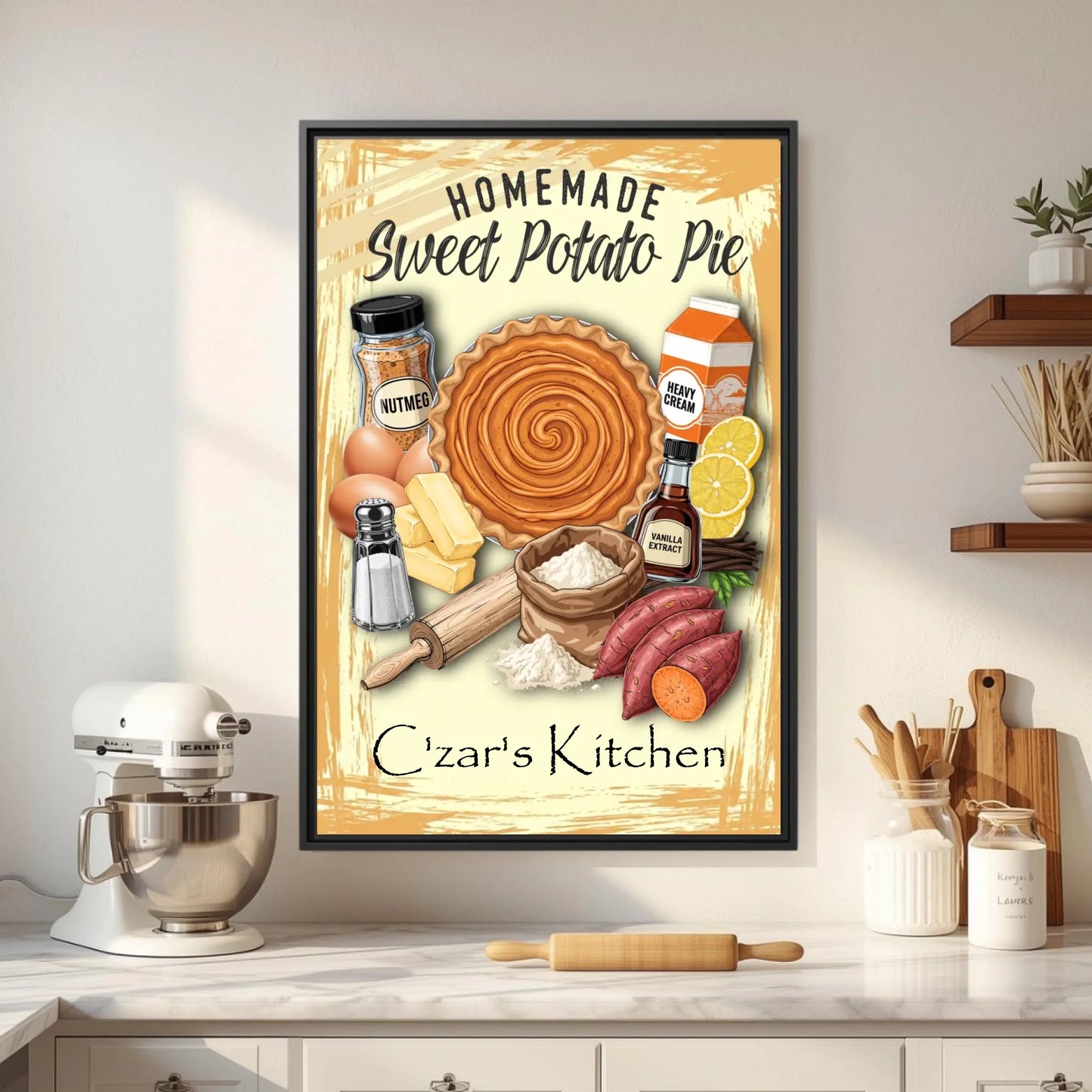 Personalized Recipe Framed 24x36 Canvas - Gift for Bakers