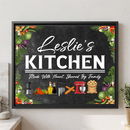 Personalized Framed Kitchen Canvas Wall Art Décor – Chalkboard Print