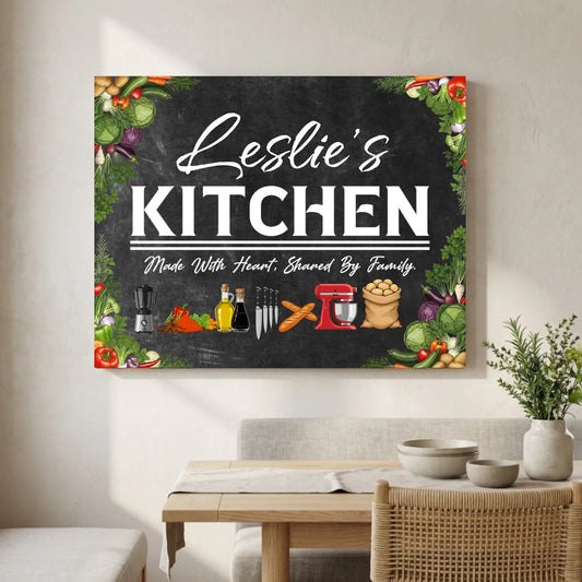 Personalized Kitchen Canvas Wall Art Decor -  Chalkboard Wall Art