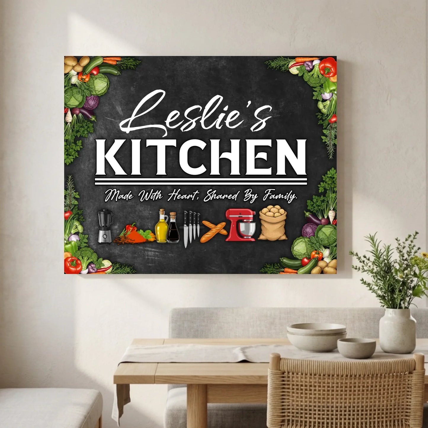Personalized Kitchen Canvas Wall Art Decor -  Chalkboard Wall Art