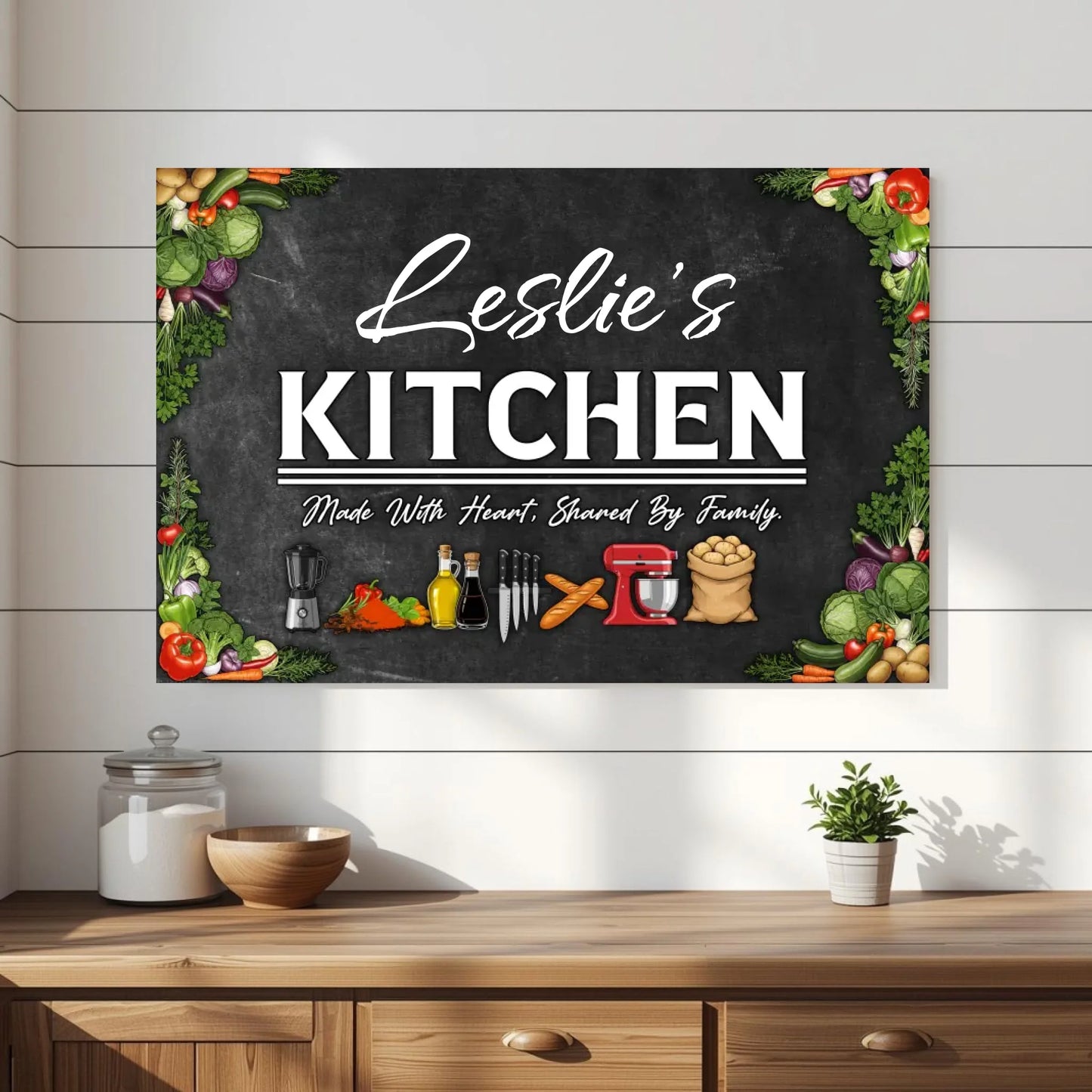 Personalized Kitchen Canvas Wall Art Decor -  Chalkboard Wall Art
