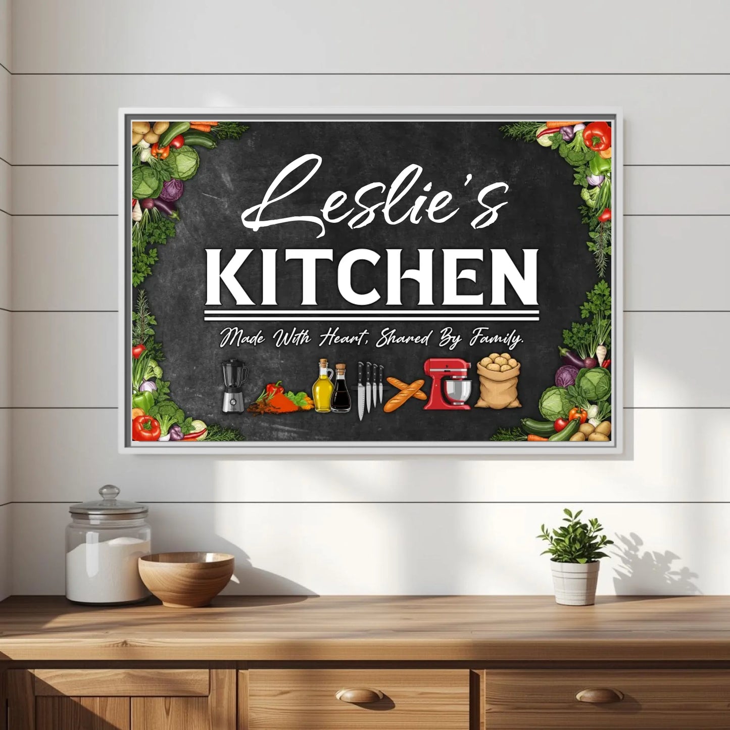 White Frame Leslie's Kitchen Mockup