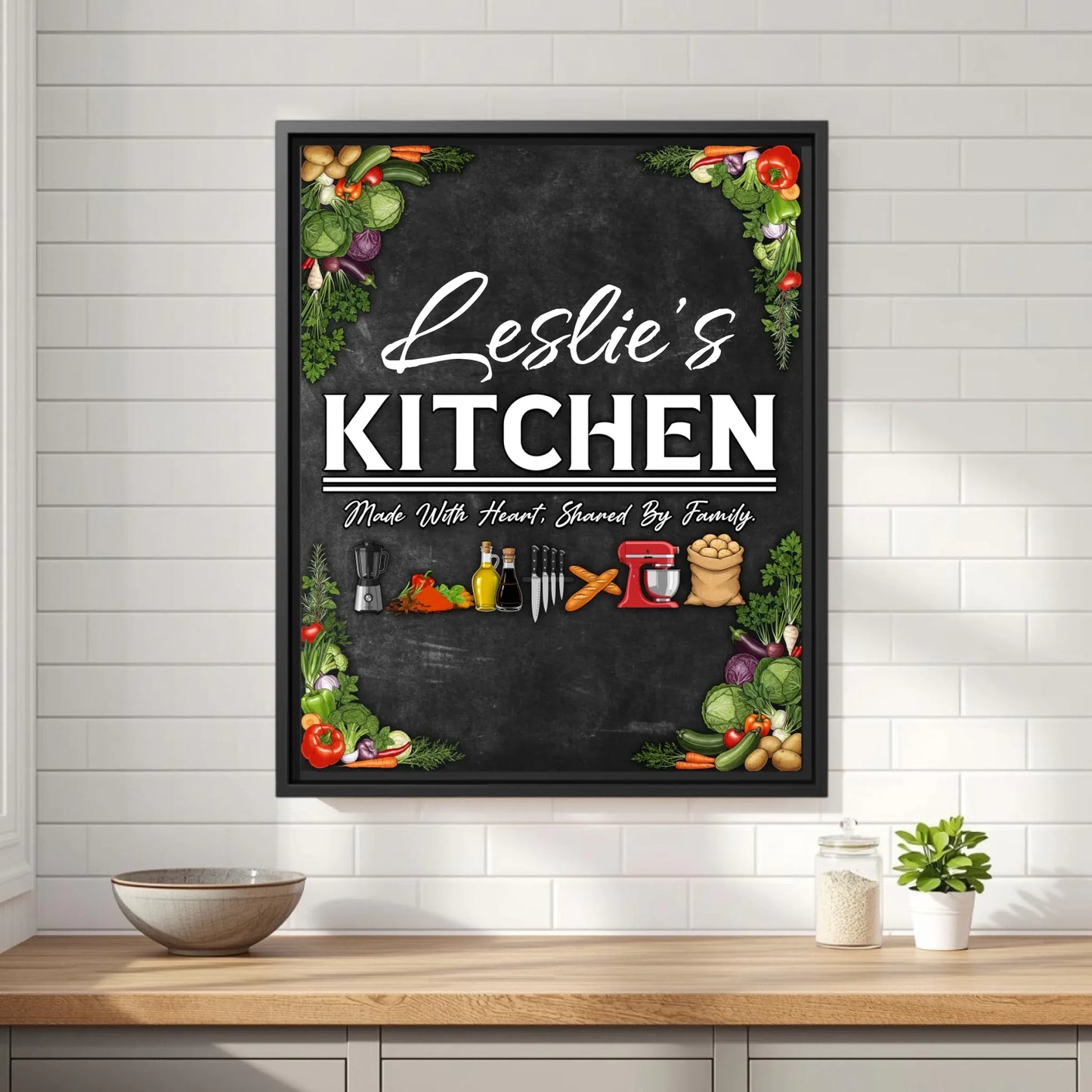 Leslie's Kitchen Black Frame 11x14 Vertical Front