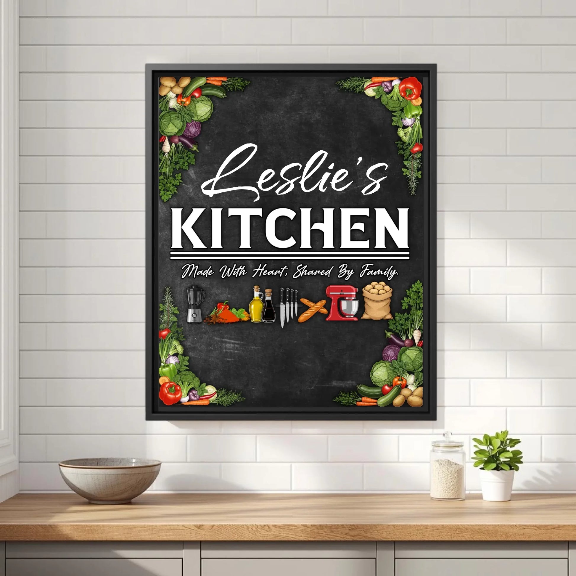 Leslie's Kitchen Black Frame 11x14 Vertical Front