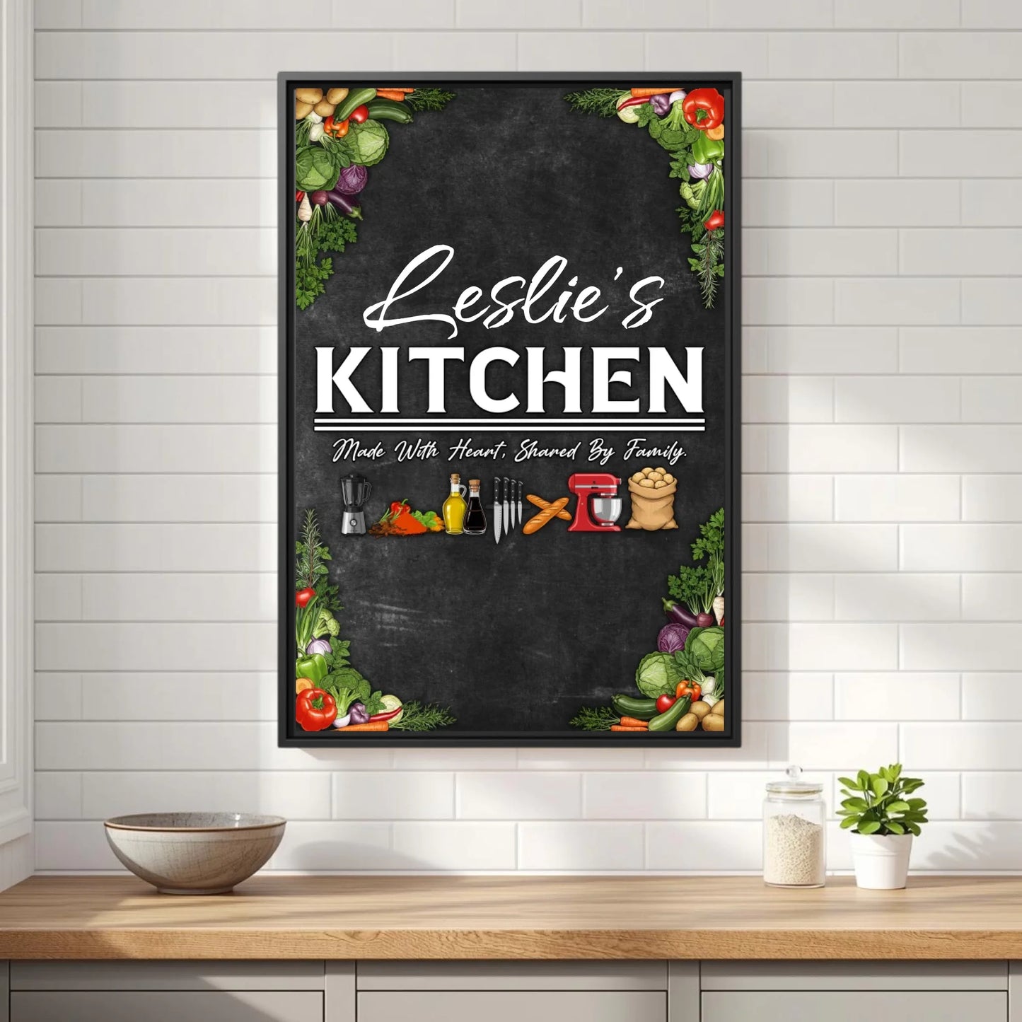 Leslie's Kitchen Black Frame 11x14 Vertical Front