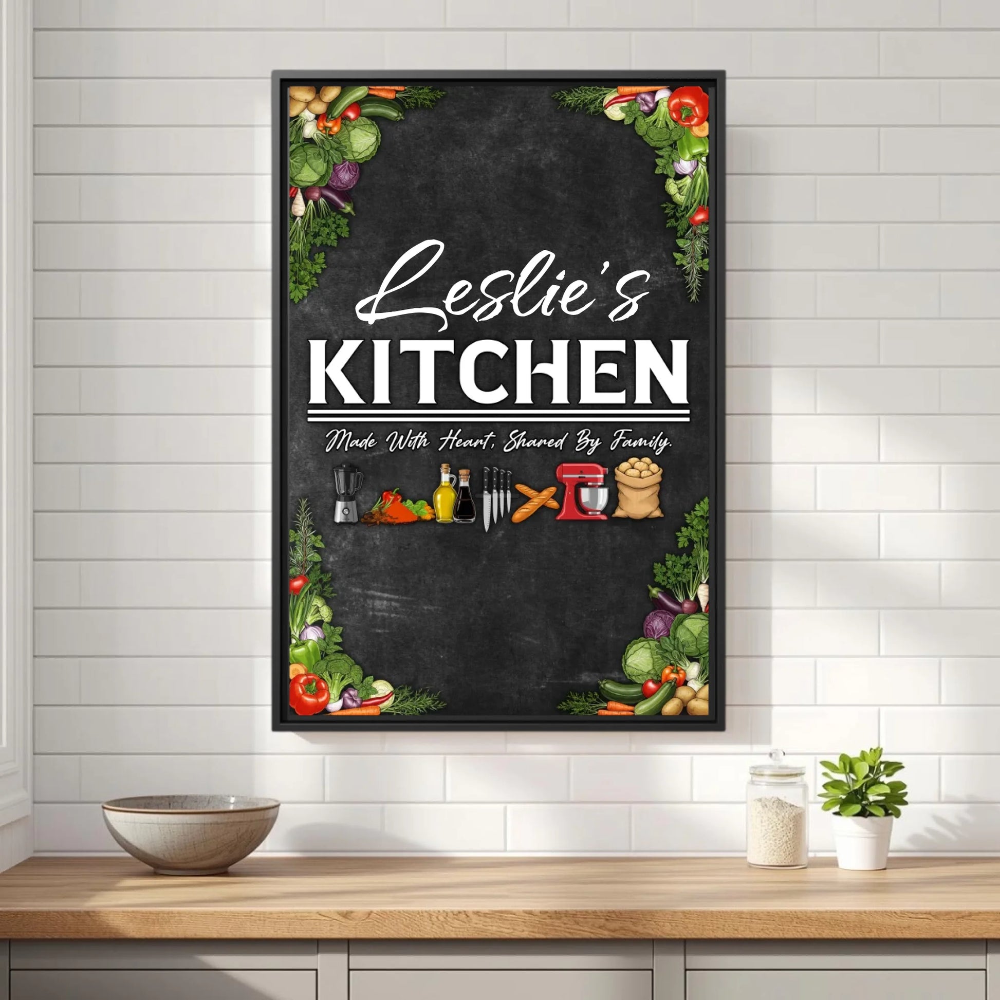 Leslie's Kitchen Black Frame 11x14 Vertical Front