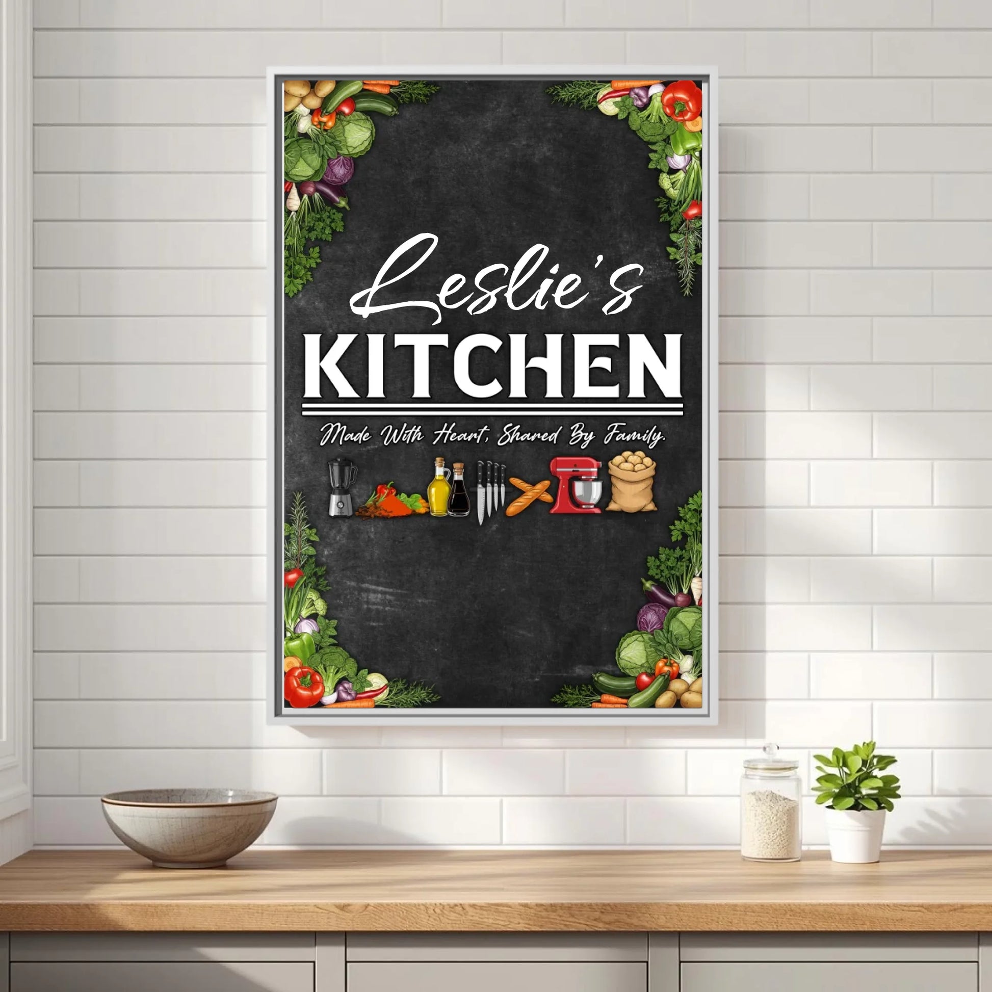 Leslie's Kitchen White Vertical 11x14 Framed Mockup