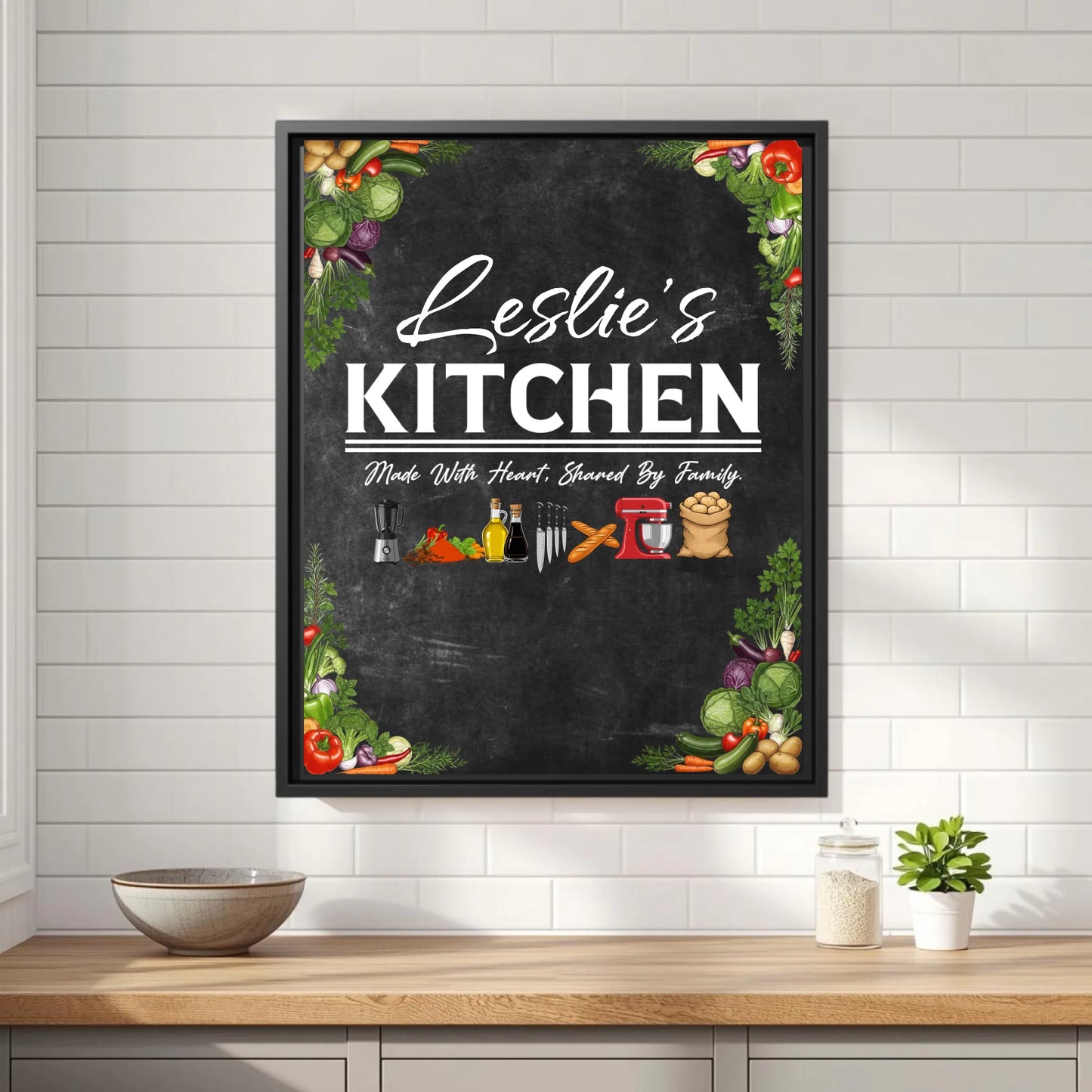 Leslie's Kitchen Black Frame 11x14 Vertical Front
