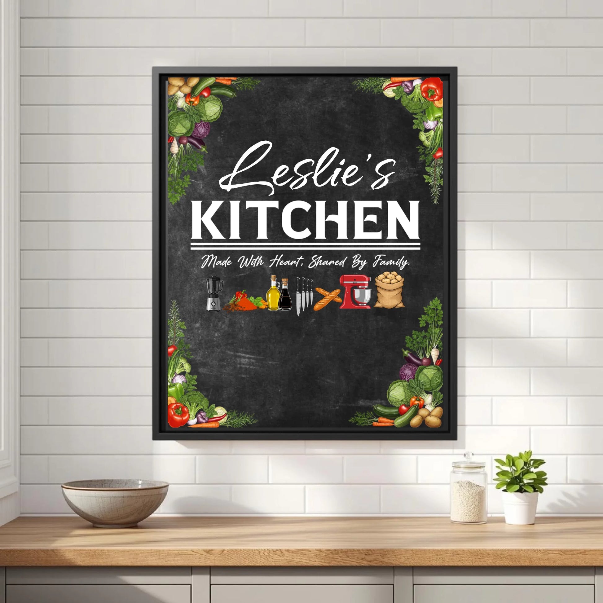Leslie's Kitchen Black Frame 11x14 Vertical Front