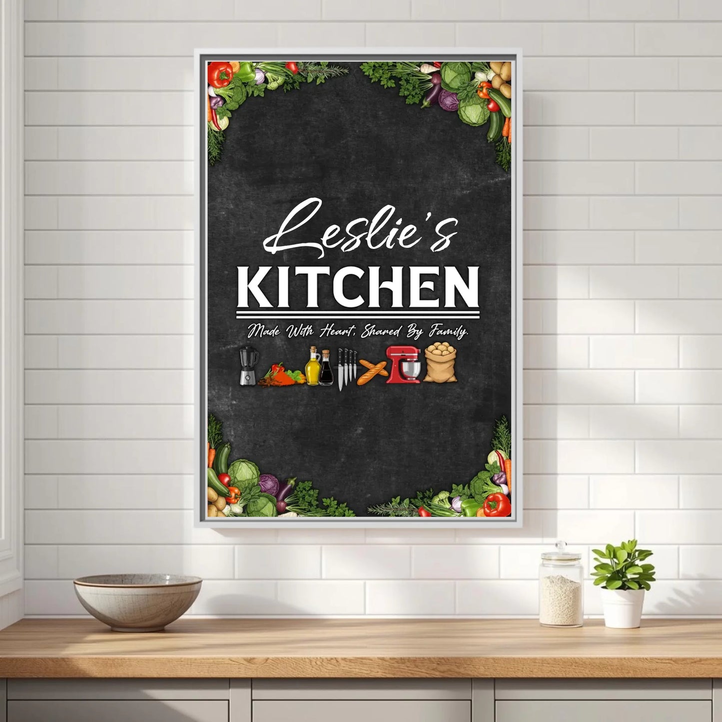 Leslie's Kitchen White Vertical 11x14 Framed Mockup