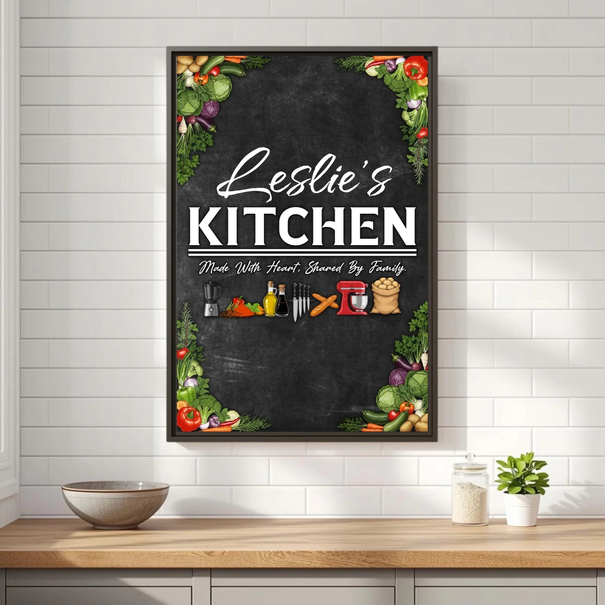 Leslie's Kitchen Espresso Vertical 20x30 Framed Mockup