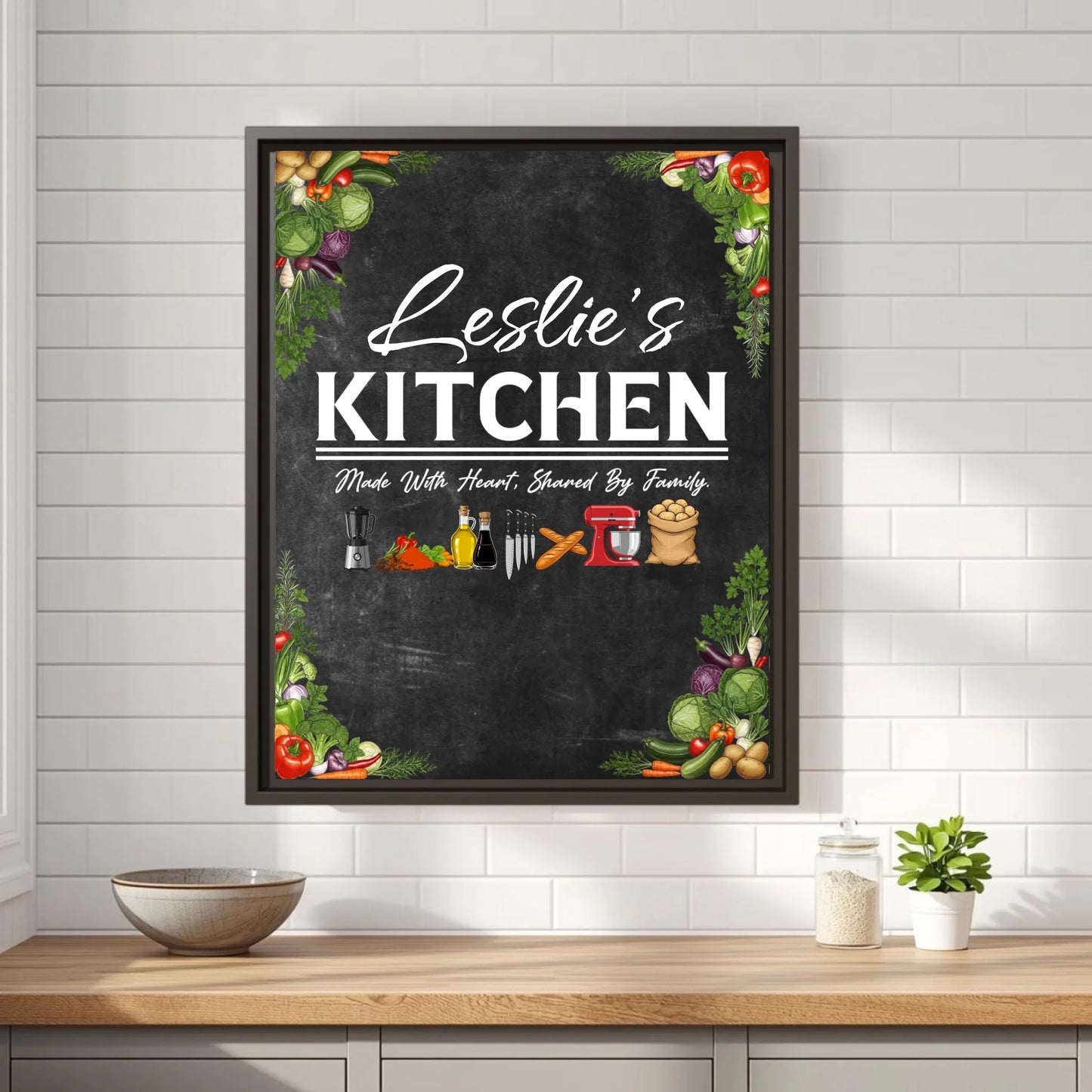 Leslie's Kitchen Espresso Vertical 11x14 Framed Mockup