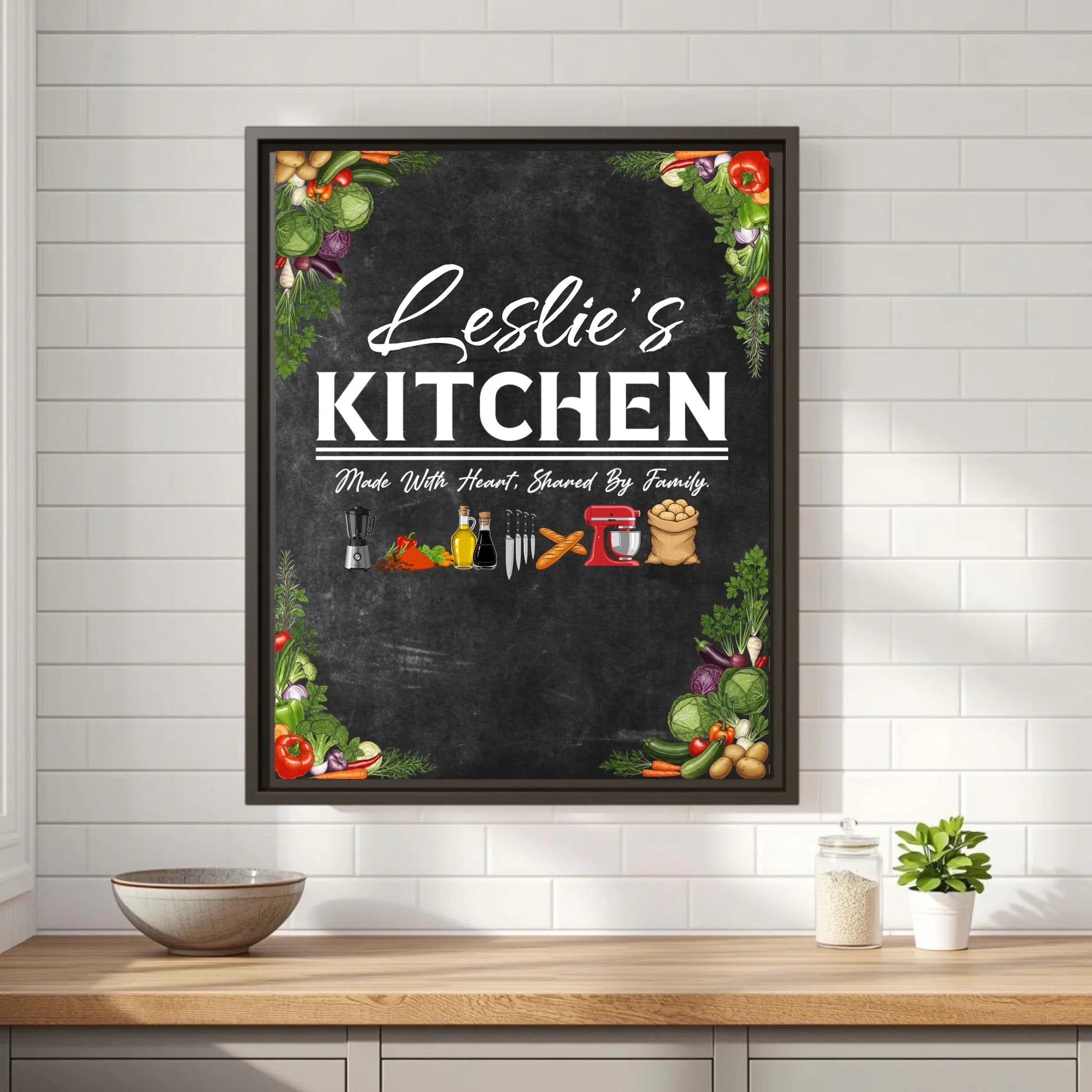 Leslie's Kitchen Espresso Vertical 11x14 Framed Mockup