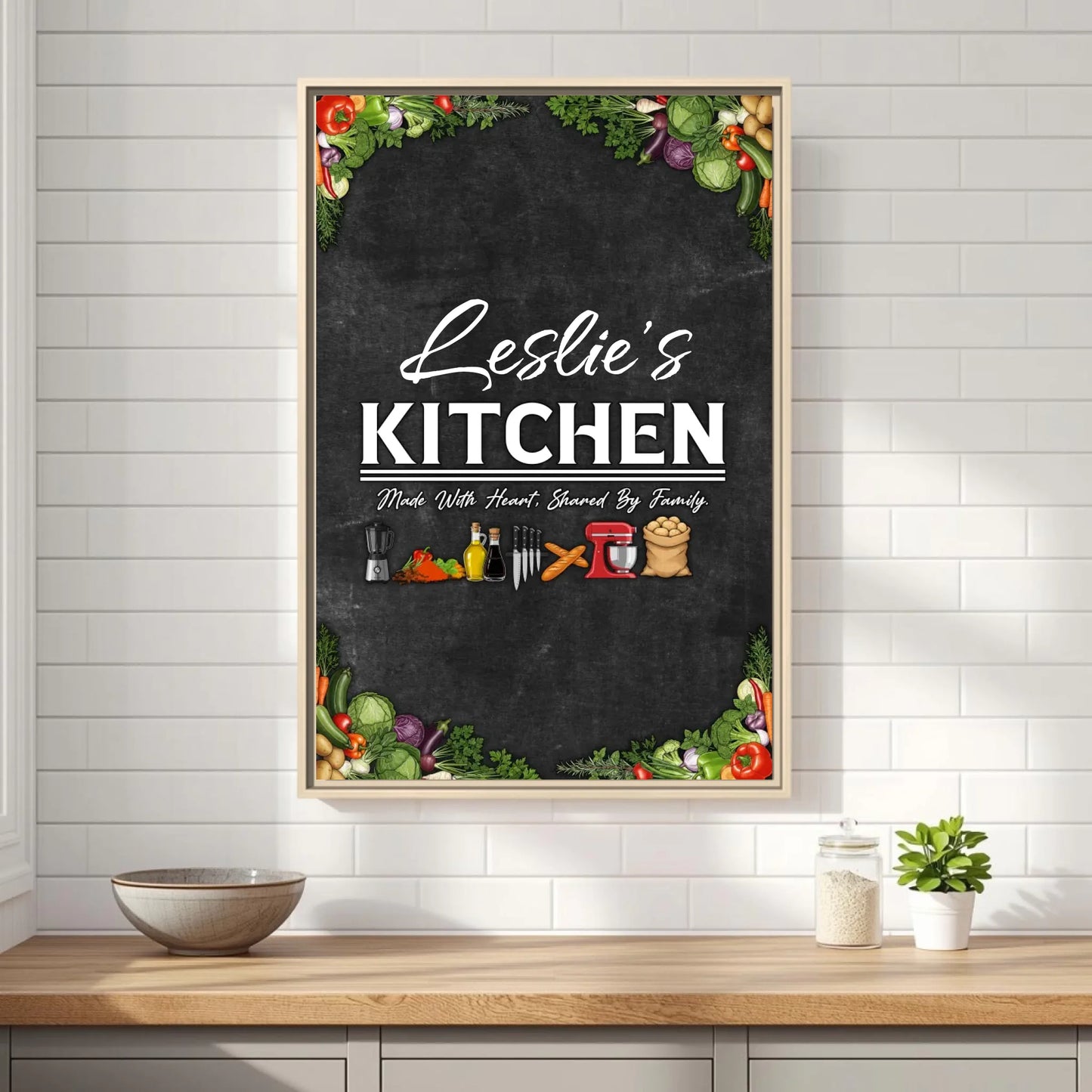 Leslie's Kitchen Oatmeal Vertical 20x30 Framed Mockup