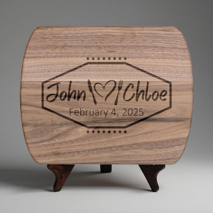 Custom Name Hardwood Cutting Board – Couple’s Kitchen Décor, Anniversary Gift
