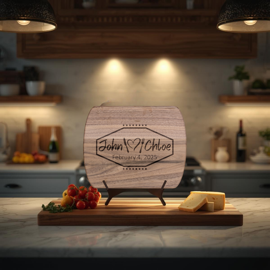 Custom Name Hardwood Cutting Board – Couple’s Kitchen Décor, Anniversary Gift