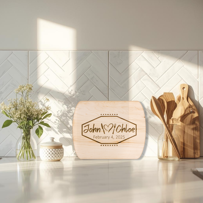 Custom Name Hardwood Cutting Board – Couple’s Kitchen Décor, Anniversary Gift