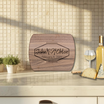 Custom Name Hardwood Cutting Board – Couple’s Kitchen Décor, Anniversary Gift