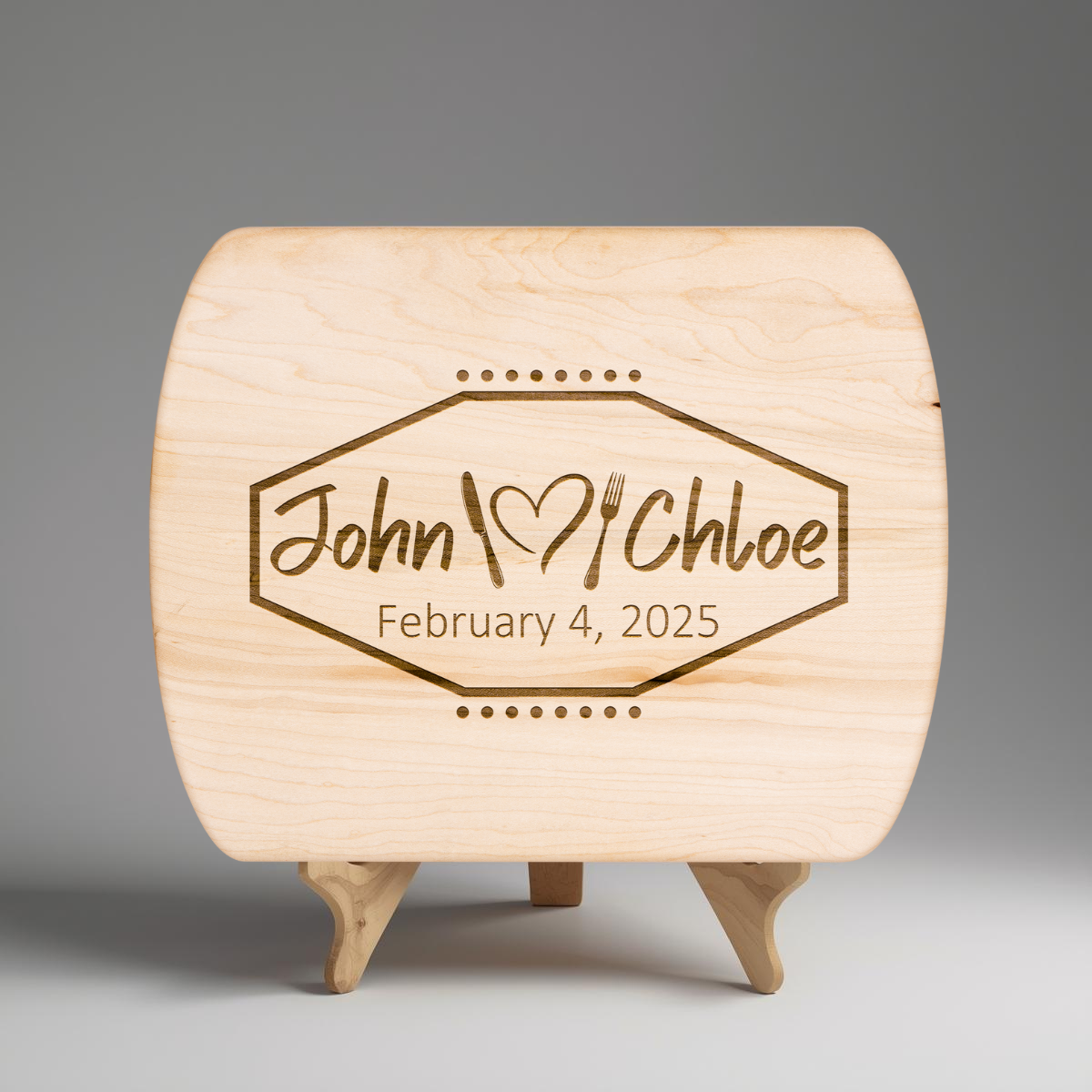 Custom Name Hardwood Cutting Board – Couple’s Kitchen Décor, Anniversary Gift
