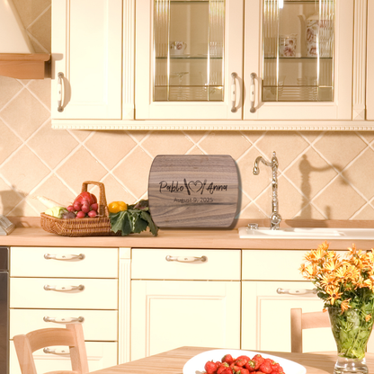 Custom Name Hardwood Cutting Board – Couple’s Kitchen Décor, Anniversary Gift