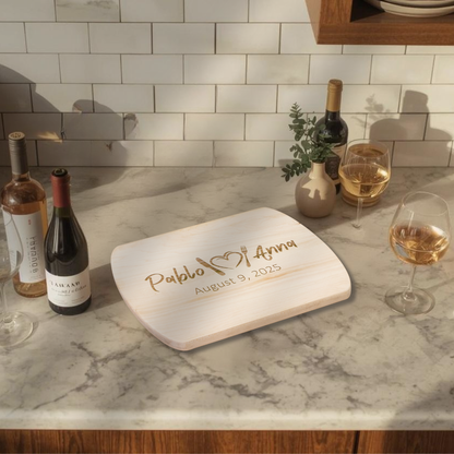 Custom Name Hardwood Cutting Board – Couple’s Kitchen Décor, Anniversary Gift