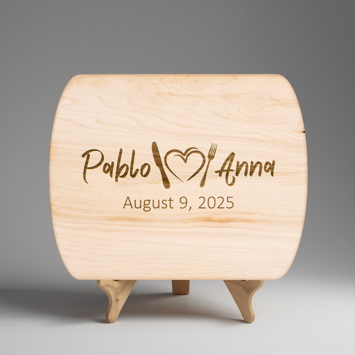 Custom Name Hardwood Cutting Board – Couple’s Kitchen Décor, Anniversary Gift