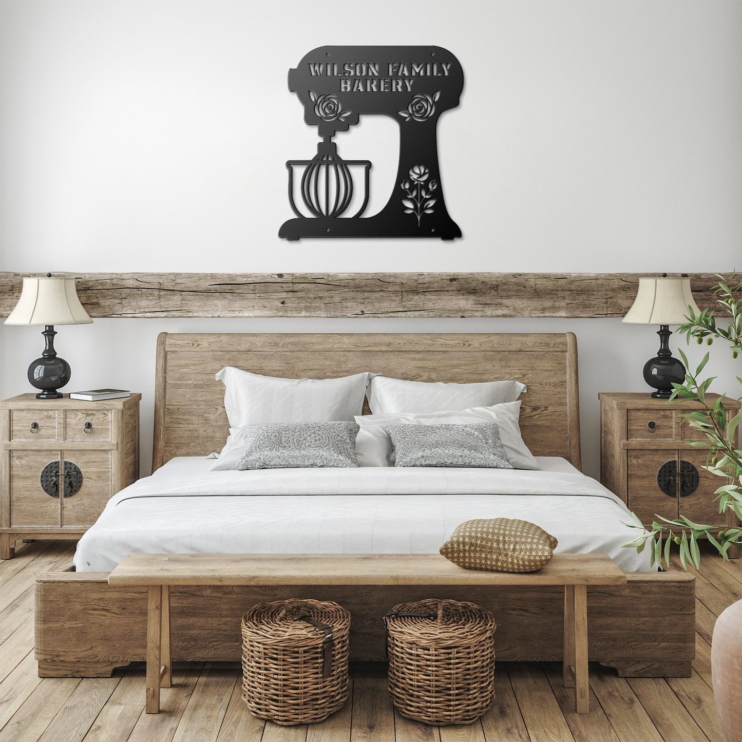 Personalized Metal Wall Art, Stand Mixer with Flowers