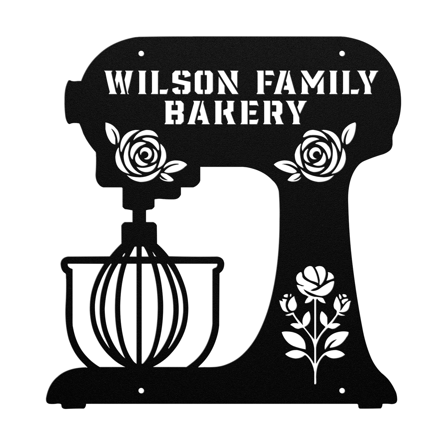 Personalized Metal Wall Art, Stand Mixer with Flowers