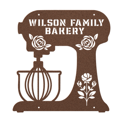 Personalized Metal Wall Art, Stand Mixer with Flowers