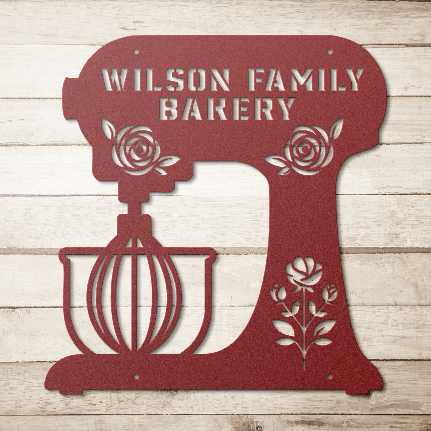 Personalized Metal Wall Art, Stand Mixer with Flowers