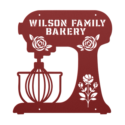Personalized Metal Wall Art, Stand Mixer with Flowers