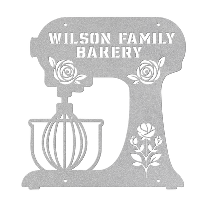 Personalized Metal Wall Art, Stand Mixer with Flowers