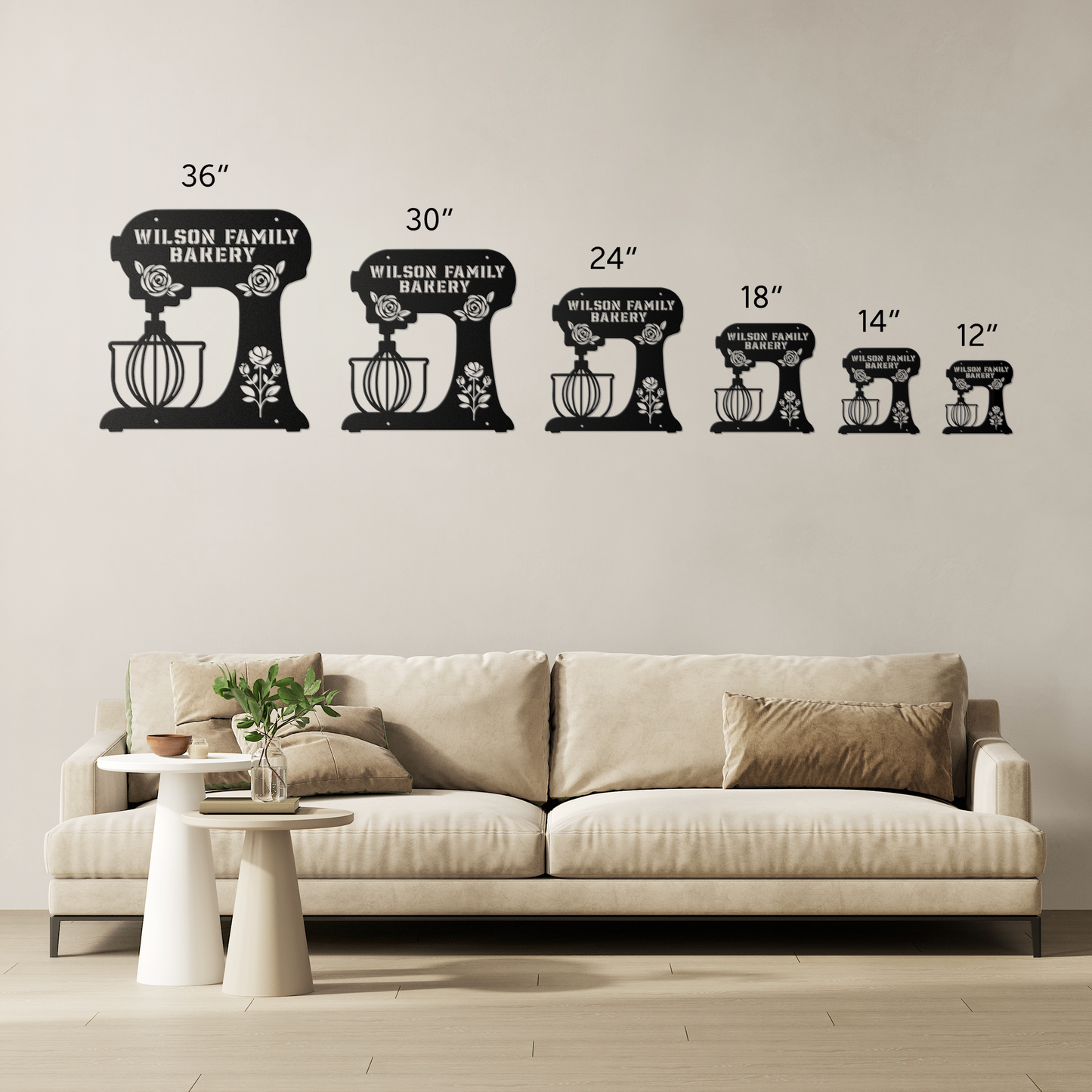 Personalized Metal Wall Art, Stand Mixer with Flowers