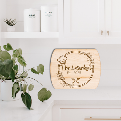 Personalized Family Name Hardwood Cutting Board – Custom Kitchen Décor & Gift