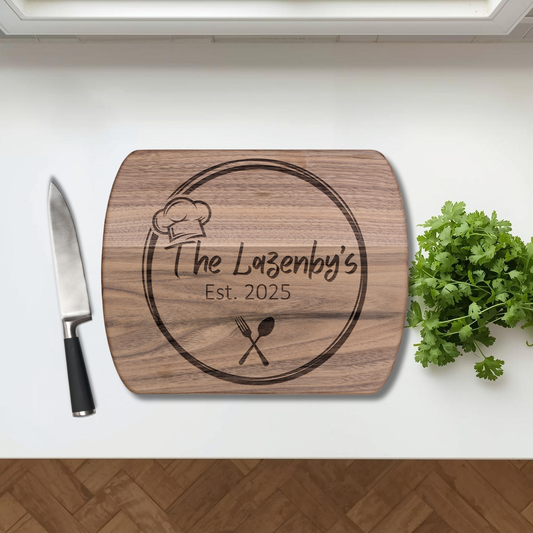 Personalized Family Name Hardwood Cutting Board – Custom Kitchen Décor & Gift